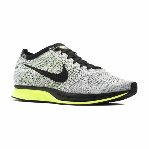 Nike flyknit racer Oreo volt black gray neon lace up sneakers athletic shoe - Picture 2 of 10